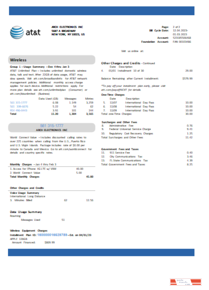 Texas AT&T telecommunications utility business bill,  page 2, SCR PSD template